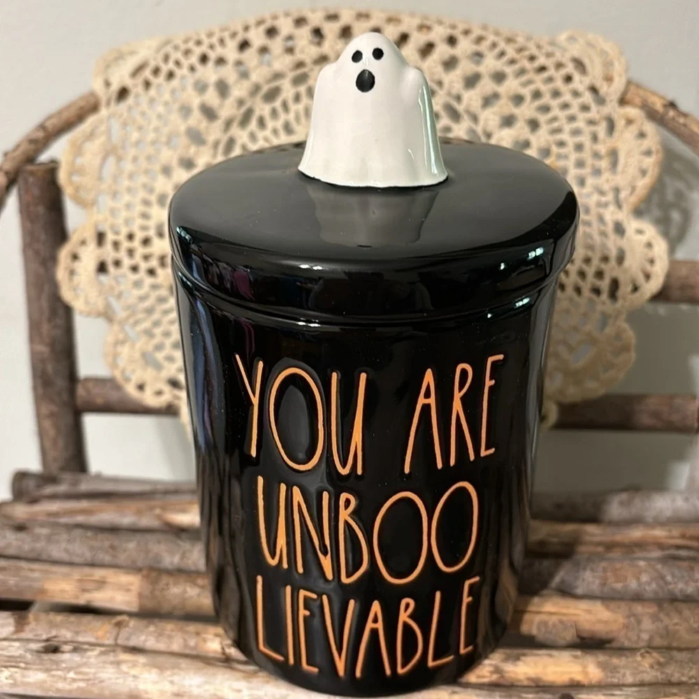 LAST ONE! NEW IN PACKAGING! RAE DUNN YOU ARE UNBOOLIEVABLE W/GHOST LID JAR